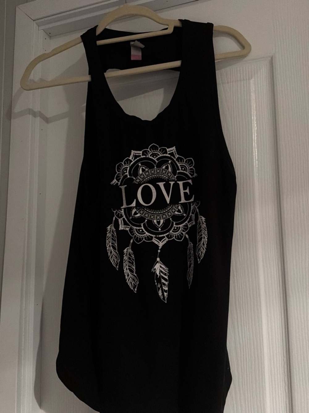 No Boundaries Black Tank Top with White LOVE Dreamcatcher Graphic